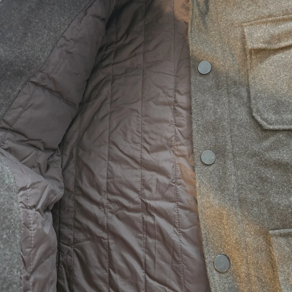 Banana Republic Green Wool Blend Winter Jacket Men Coat Hoodie Green Rare Heavy - Picture 9 of 16